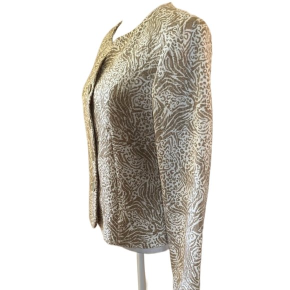 Talbots cream & tan textured button jacket  Size 6 - Picture 5 of 9